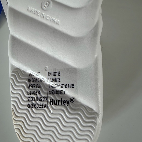 Hurley Lily Women's Size 9 Molded Slide Sandals. White. New with Tags - Picture 8 of 9